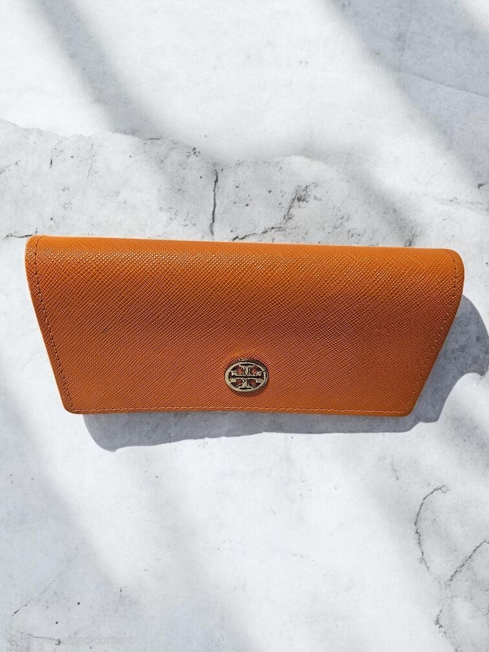 Tory Burch Sunglasses Eyeglass Hard Case Saffiano Double T Logo Orange
